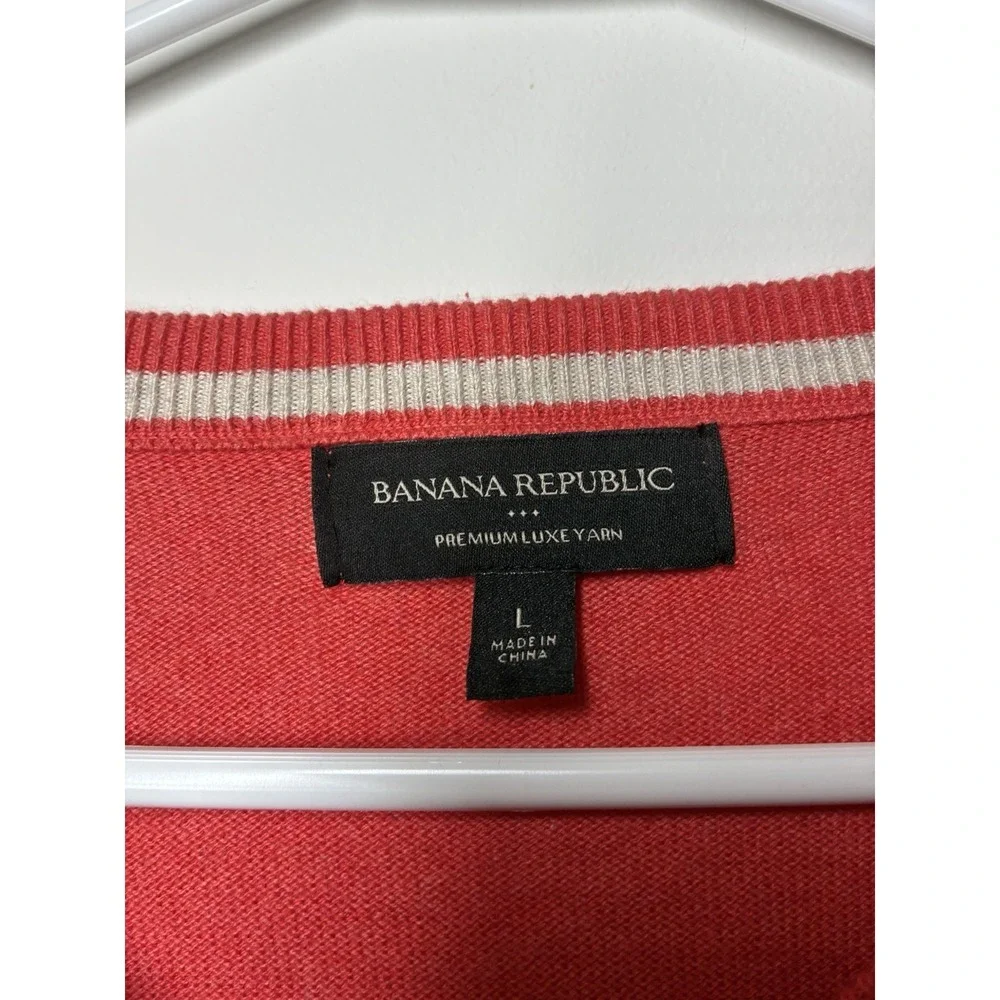 Banana Republic Cotton Cashmere Vneck Sweater Mens Large‎ Red Long Sleeve